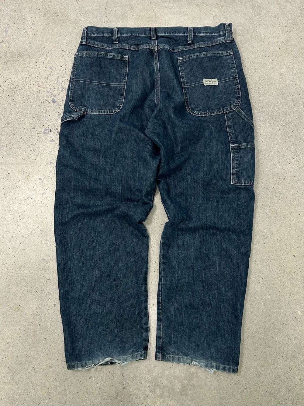 Vintage Wrangler Dark Wash Y2K Carpenter Jeans Baggy Wide Leg Size 38x30